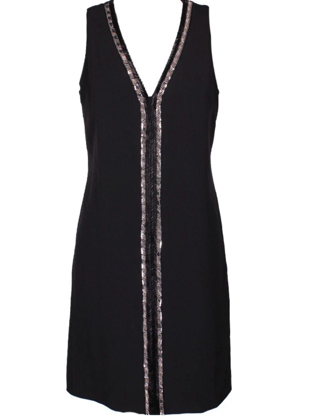 Donna Ricco Black Dress with Silver Metallic Trim